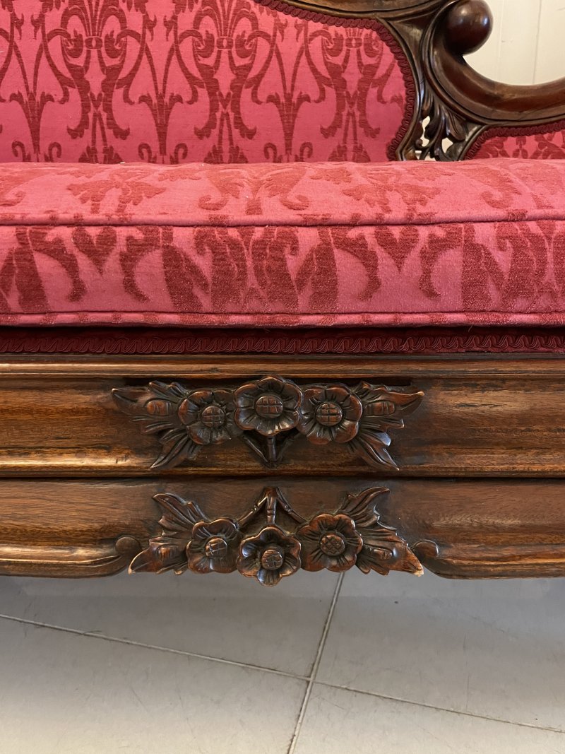 Outstanding Quality Antique Victorian Carved Mahogany Chaise Longue - Image 15